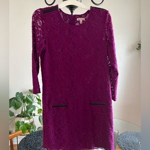 Juicy Couture Lace dress with faux leather trim.
